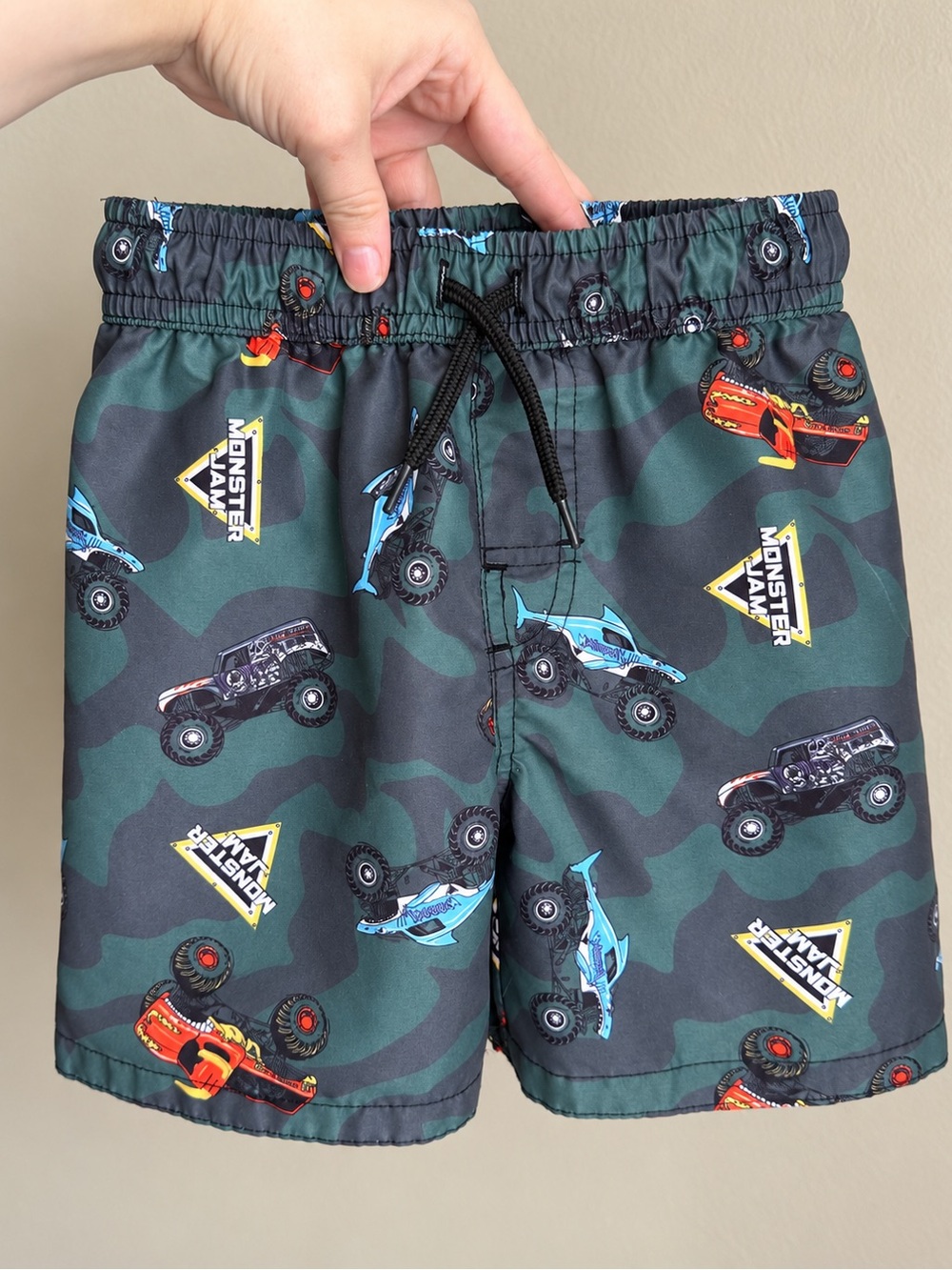 4T Monster Jam Boys Camo Swim Trunks